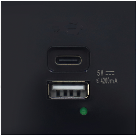 USB зарядное устройство,  4.2A ,  Type A + C,  2 мод.,  черн. (45х45мм)