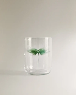 ZARA HOME СТАКАН С УЗОРОМ "СТРЕКОЗА", ЗЕЛЕНЫЙ