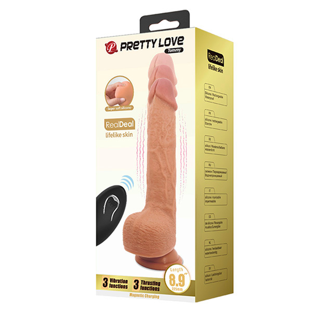 Телесный вибратор-реалистик 22,5см на присоске Pretty Love Tommy BW-008113W