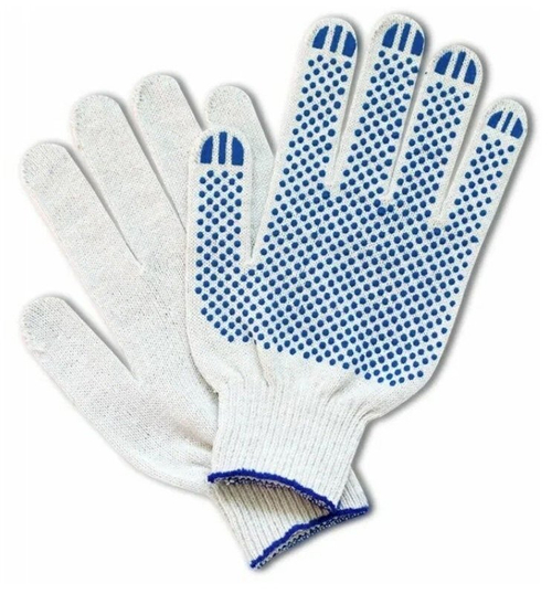 Перчатки хлопчатобумажные с ПВХ, 4 нити, 10 класс, 300 пар