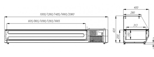 Холодильная витрина Carboma IDO A40 SM 1,3-G 0430