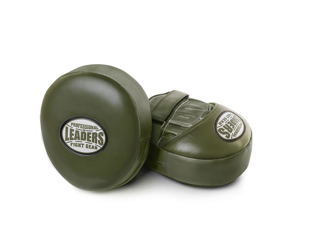 Лапы тренерские LEADERS MID-AIR OLIVE (ONE, кожа, зеленый)