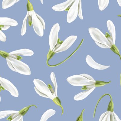 Подснежники на голубом фоне