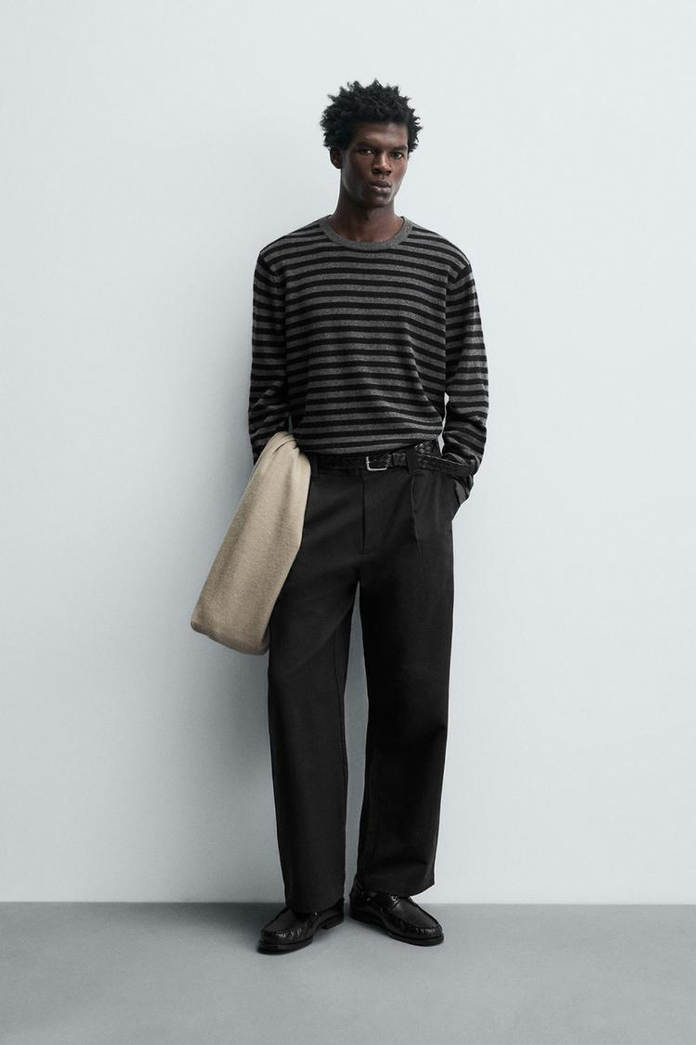 ZARA СВИТЕР В ПОЛОСКУ ИЗ СМЕСОВОЙ ШЕРСТИ, ЧЕРНЫЙ