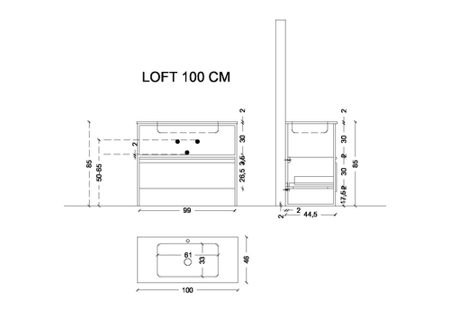 Armadi Art Ящик под консоль LOFT 100 light wood, 1 полка