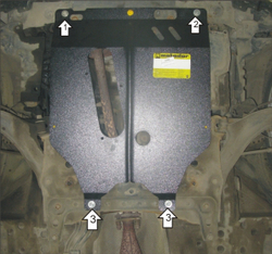 Усиленная защита Motodor картера двигателя, кпп. 2 мм, сталь. для Nissan Micra 2003-2010,Nissan Note 2006-2014,Nissan Cube 2002-2008 арт.61402