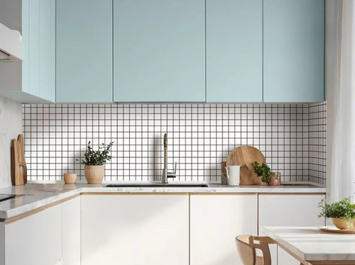 Самоклеящаяся плитка ПВХ Мозаика белая 300х300 мм