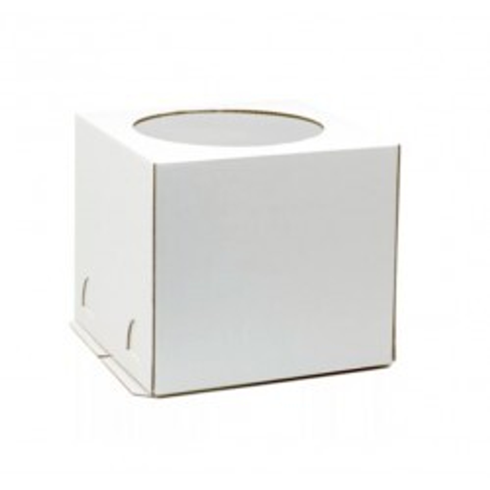 Коробка для торта с окном гофрокартон 280*280*280 мм (белая)