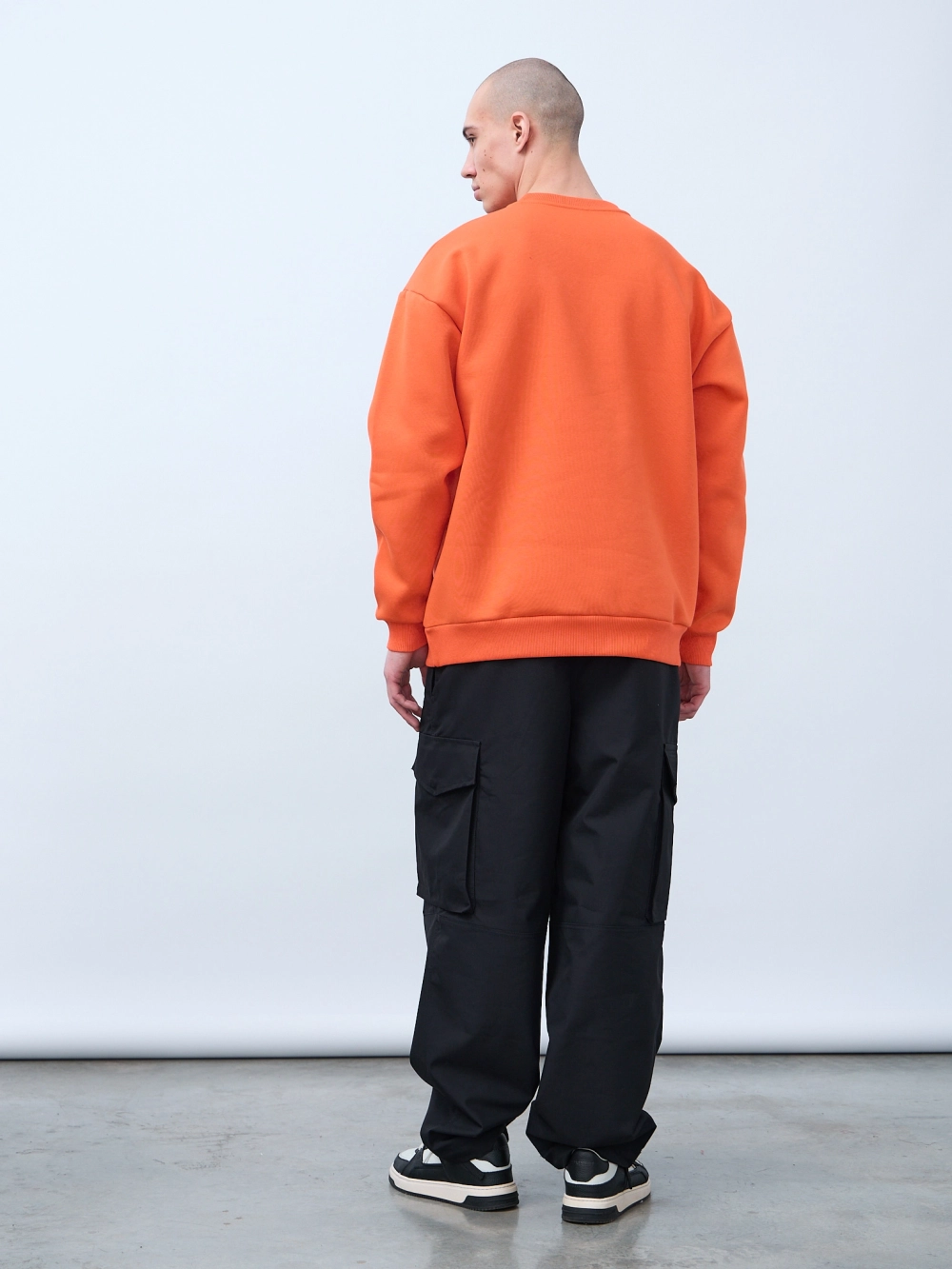 Свитшот оверсайз, с начесом (оранжевый)