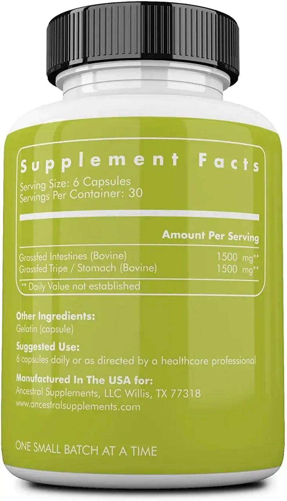 Ancestral Supplements - Grass Fed Beef Intestines 500 mg 180 capsules