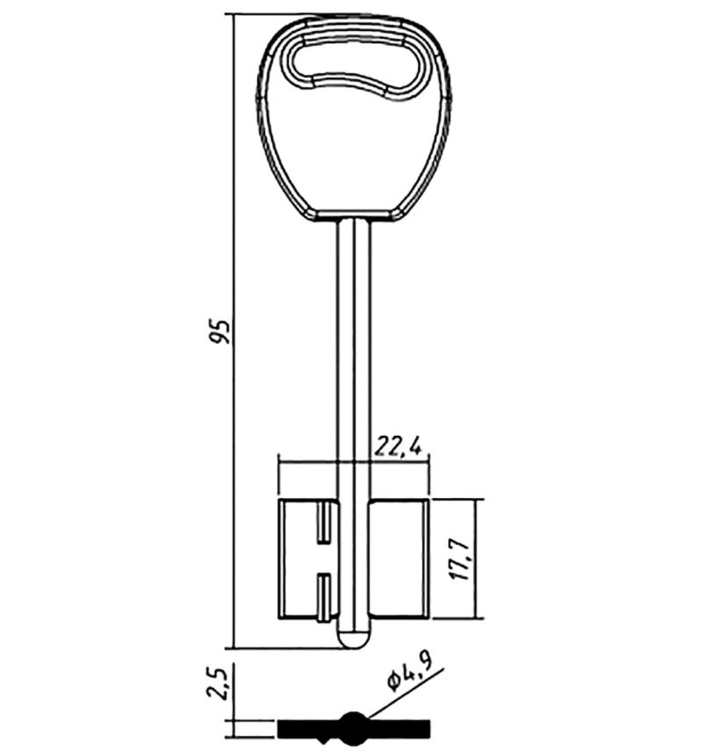 Заготовка сувальдного ключа 10658 ГАРДИАН-2 GRD2DP(Пластик)