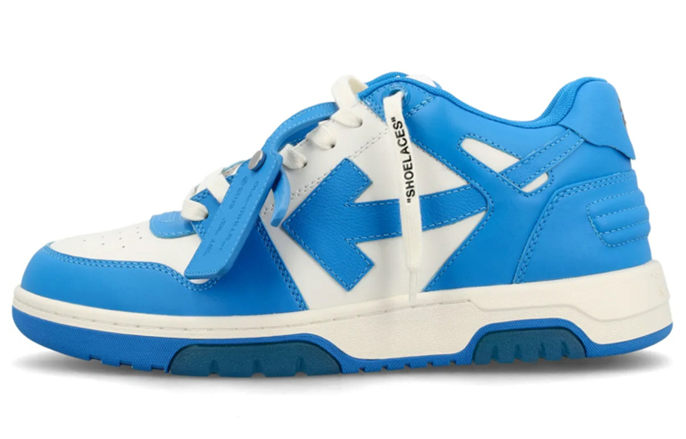 OFF-WHITE Out of Office leather low-cut fashion sneakers men's blue and white