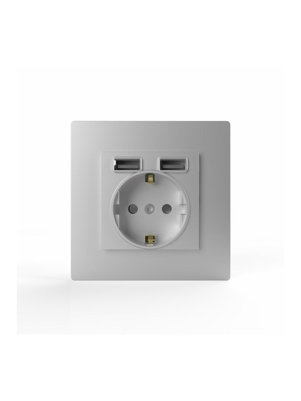 Розетка 1-м СП Pixel с заземл. с 2-мя заряд. устр. USB тип A+A механизм алюм. TOKOV ELECTRIC TKE-PX-R1U2A-C03