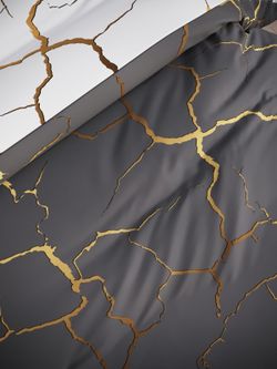 Постельное белье поплин Сказка "Кракле (серый)/Кракле (белый)" семейное  Наволочка 50х70 см 2 шт Простынь на резинке 160x200 см Пододеяльник 145x215 см 2шт