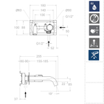 Встраиваемый смеситель для раковины TZAR 342101NM чёрный