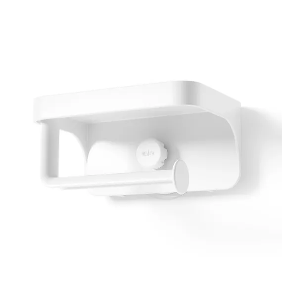 Держатель для туалетной бумаги с полкой flex adhesive, белый