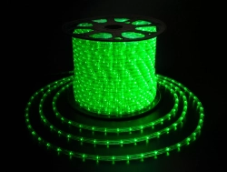 Дюралайт светодиодный 2-х проводной, диаметр 10 мм., 220В, зеленые LED лампы 30 шт на 1 м., бухта 100 м., статика, Teamprof (TPF-DL-2WH-100-10mm-240-G)