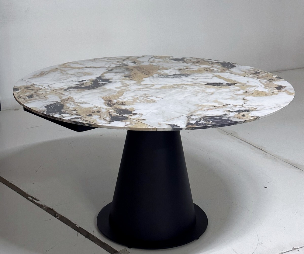 Стол TERAMO 135 GLOSS GRAND JADE SOLID CERAMIC, керамика, поворотн.механизм / Черный каркас, ®DISAUR