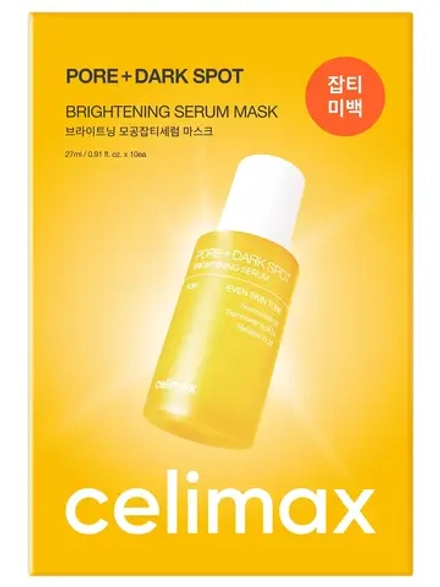 Celimax Осветляющая ампульная маска с ниацинамидом Pore + Dark Spot Brightening Serum Mask 27 мл х 10 шт