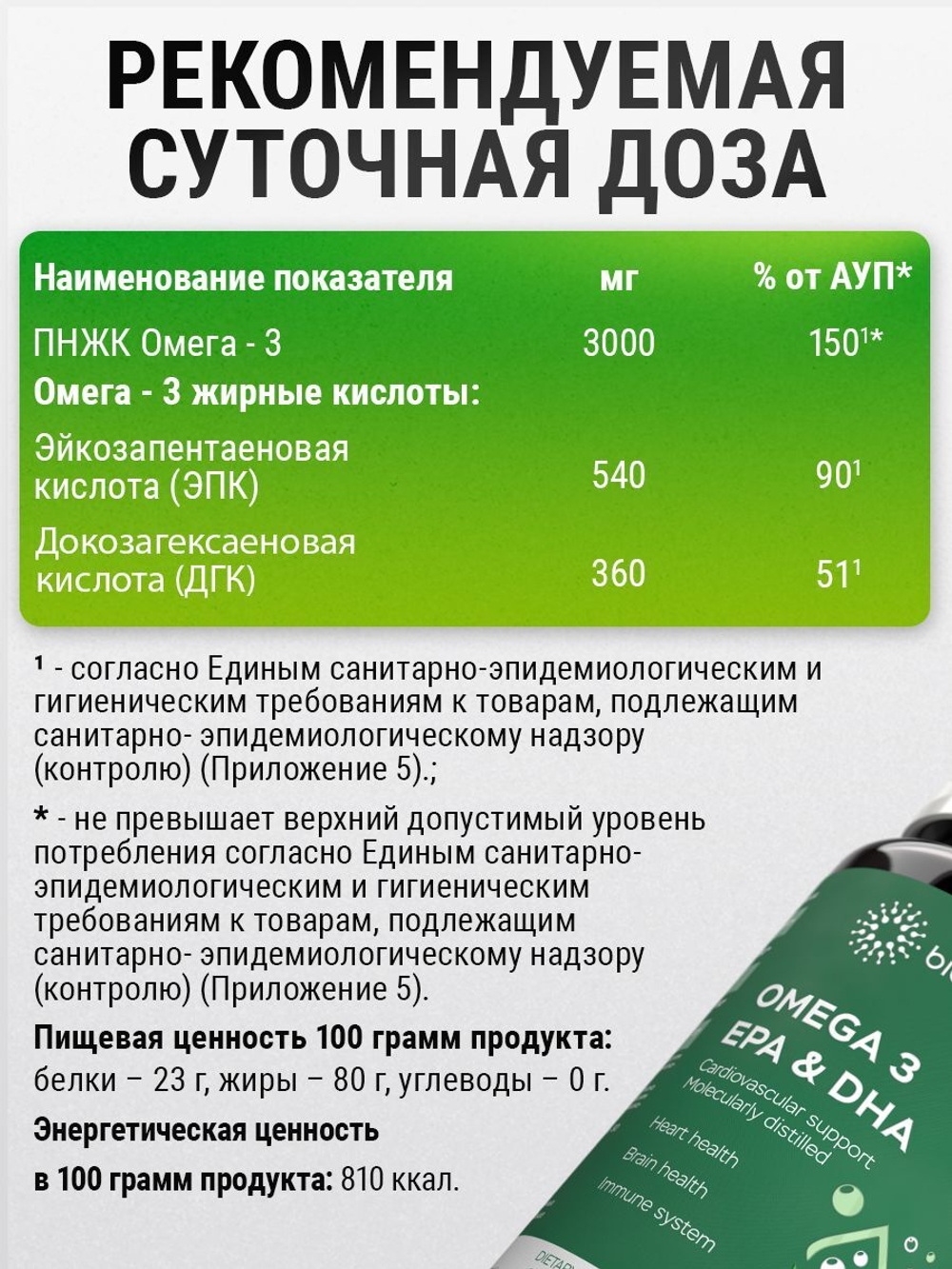 Омега 3 витаминный комплекс Omega 3 EPA & DHA для здоровья волос, ногтей, кожи, сосудов, иммунитета, рыбный жир спортивный комплекс 1350мг 90 капсул
