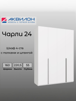 Шкаф для одежды Чарли №24 160см, цвет белое сияние