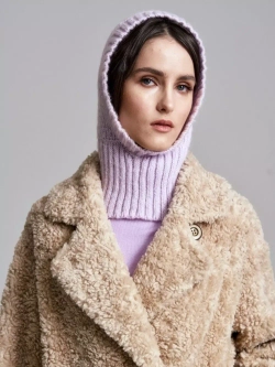 Шуба женская из шерсти мериноса чебурашка тедди, светло-бежевая, SilverFox