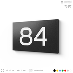 Табличка с номером 84 на дверь квартиры, для офиса, кабинета, аудитории, склада, черная 120х70 мм, Айдентика Технолоджи