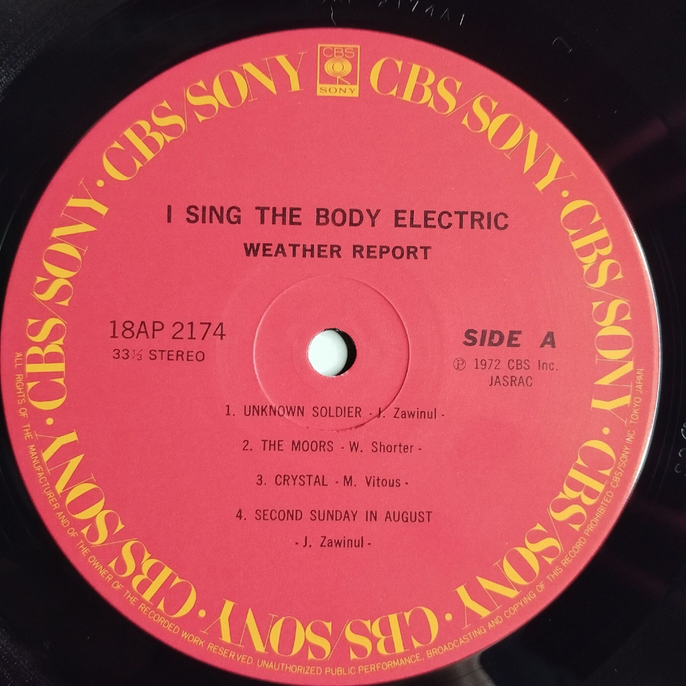 Винтажная виниловая пластинка LP Weather Report I Sing The Body Electric (Japan 1981) (Obi)