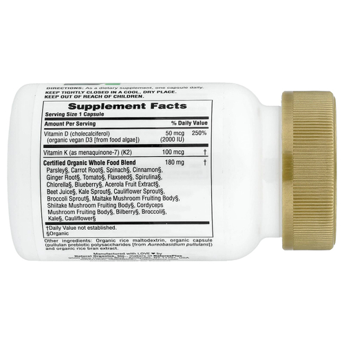 NaturesPlus, Source of Life Garden®, витамины D3 и K2, 60 веганских капсул