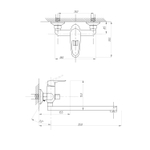 Смеситель для ванны и раковины 35к ПРОФСАН ПСМ-104-2 "КОМПЛЕКТАЦИЯ"  эксцентрики "ЕВРО" ХРОМ