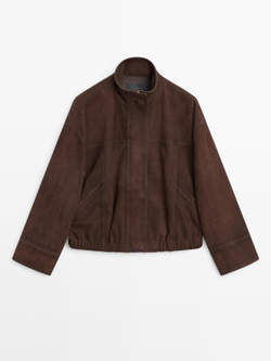 Massimo Dutti Замшевый бомбер, коричневый