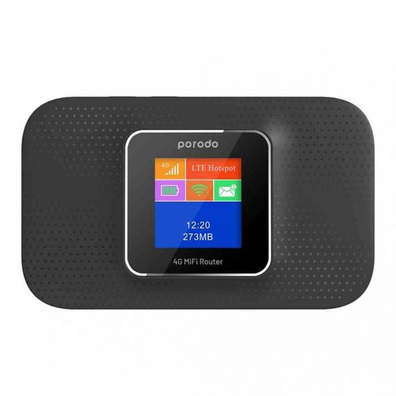 Wi-Fi Маршрутизатор Porodo 4G LTE Portable High-Speed Router 3000mAh (PD-PRT4GR-BK) Black