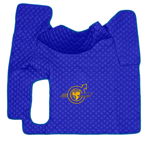 Ковры VOLVO FH-12 2002-2008г (автомат) (экокожа, синий, синий кант, желтая вышивка)