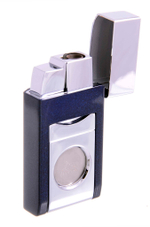 Зажигалка Lubinski "Тиволи" турбо с гильотиной, синий металлик
