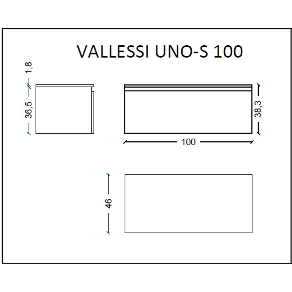 Тумба Armadi Art Flat Valessi Uno-S 100см 897-100-A glossy, АНТРАЦИТ глянец