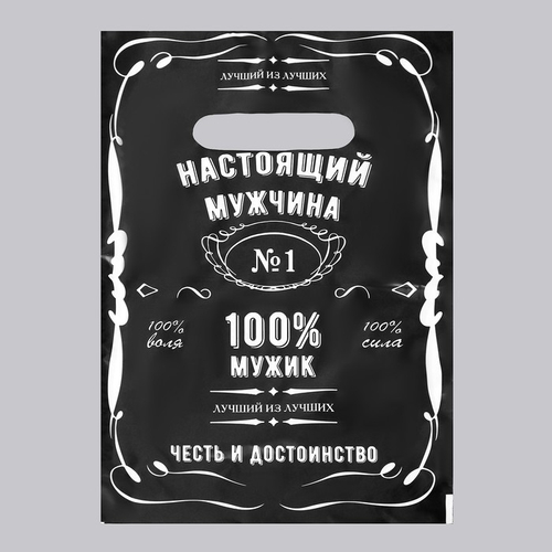 Пакет «Настоящий мужчина», полиэтиленовый с вырубной ручкой, 20×30 см, 30 мк
