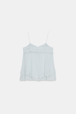ZARA ТОП С ВОЛАНАМИ — ZW COLLECTION, ГОЛУБОЙ