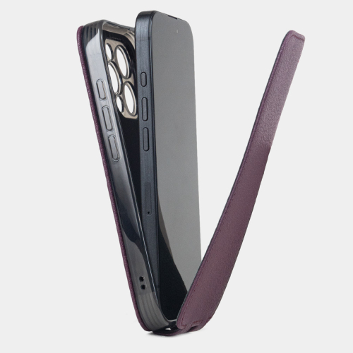 Чехол iPhone 16 Pro натуральная кожа козы, фиолетового цвета