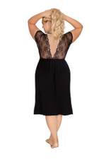 Сорочка с короткими кружевными рукавчиками (Размер: XXL) (Цвет: черный)