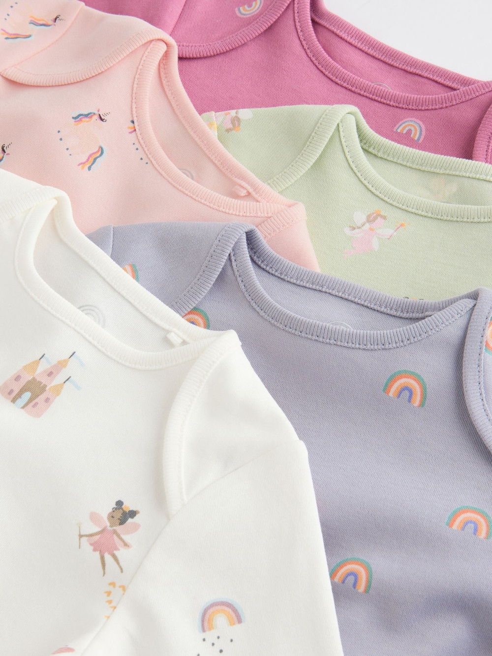 Боди с длинным рукавом для малышей Next N95-305, 5 шт., Белый, Розовый, Салатовый