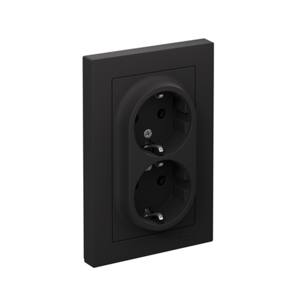 Розетка 2-м СП AtlasDesign 16А IP20 с заземл. в сборе карбон SE ATN001024