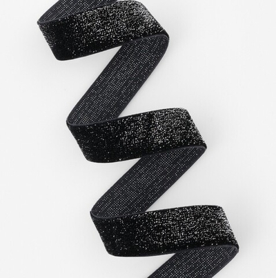 Бархатная лента с серебряным люрексом 20 мм