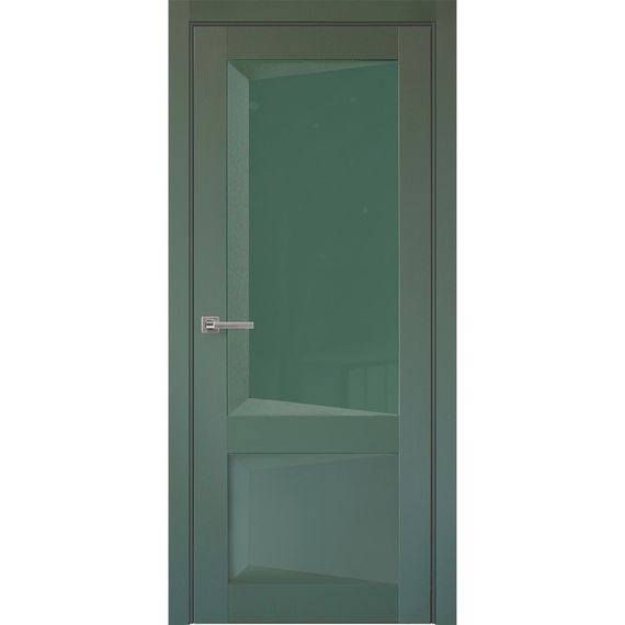 Межкомнатная дверь экошпон Perfecto 108 barhat green остеклённая