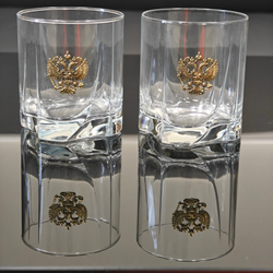 Набор из 2-х бокалов для виски "Герб России" литье в подарочной коробке