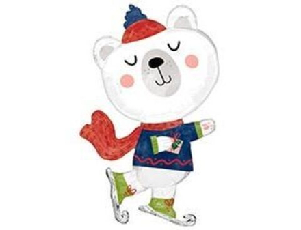 Шар ( 23"/58CM W X 36"/91CM H) ФИГУРА/P35 Мишка белый на коньках Б88