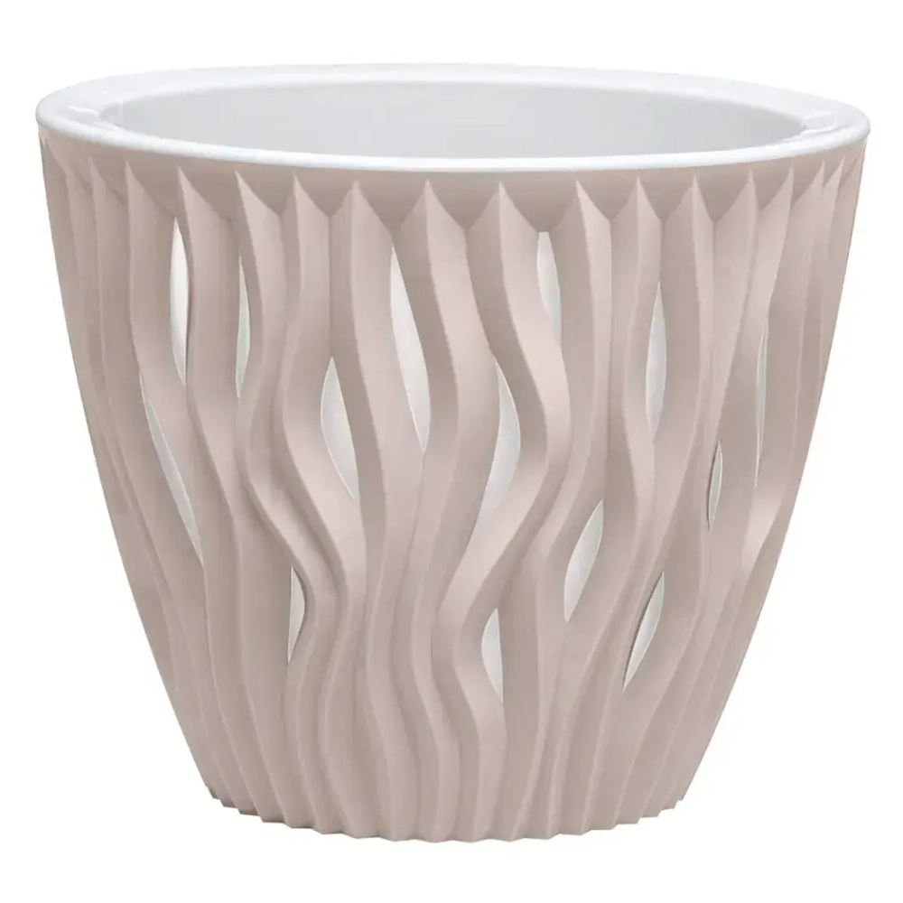 Кашпо для цветов пластиковое 1,6л d-16см «Вдохновение» Пудровый