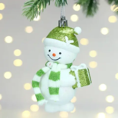 Елочная игрушка «Снеговик в шарфике» 6*4,5*12 см, Салатовый