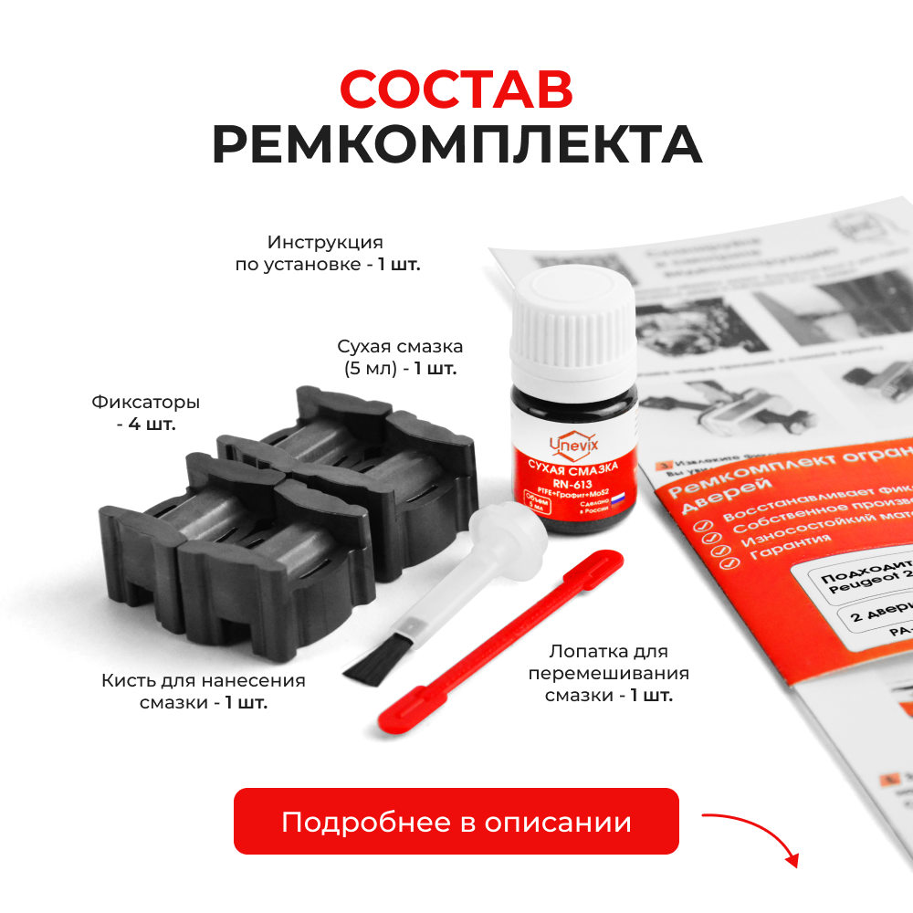 Ремкомплект ограничителей дверей Peugeot 208 (I) (2 двери, тип 59) 2012-2020