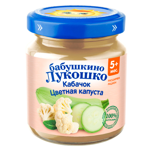 Пюре Бабушкино Лукошко Кабачок цветная капуста с 5 месяцев 100г