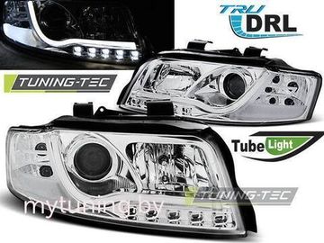Передние фары led tube lights chrome tru drl для Audi A4 B6